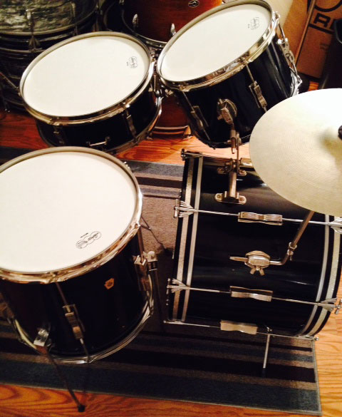 1965 / 1966 Ludwig Club Date Set in Black Lacquer with Matching Pioneer Snare