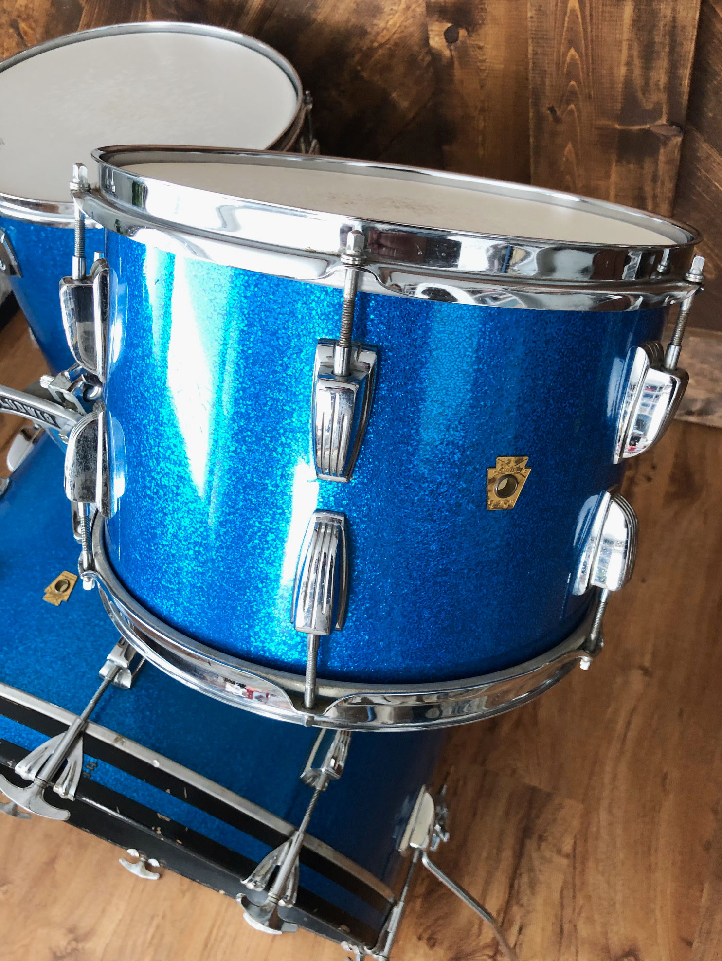 Vintage 1965 Ludwig Super Classic 13/16/22 Drum Set in Blue Sparkle