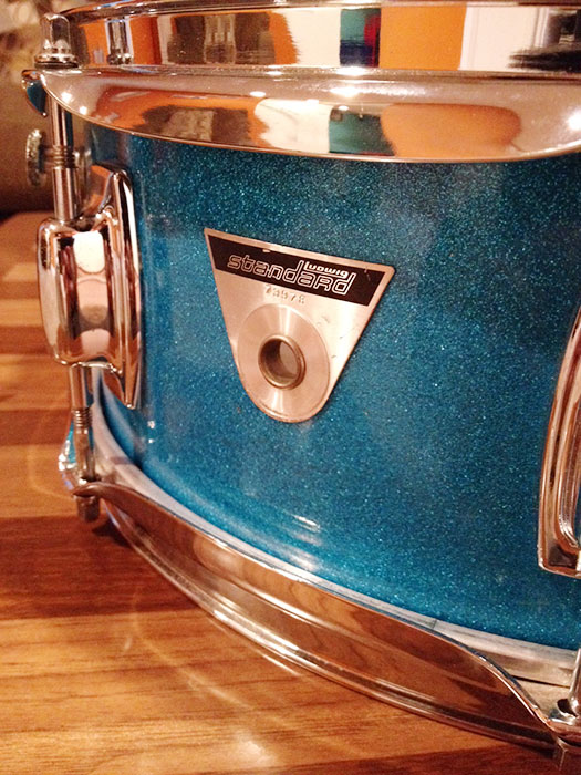 Vintage Early 1970s Ludwig Standard 5x14 Snare in Aqua Sparkle