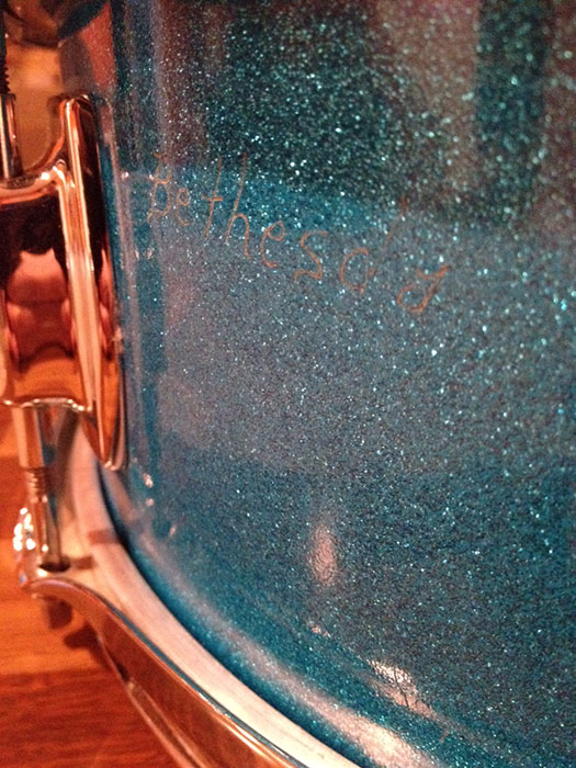 Vintage Early 1970s Ludwig Standard 5x14 Snare in Aqua Sparkle