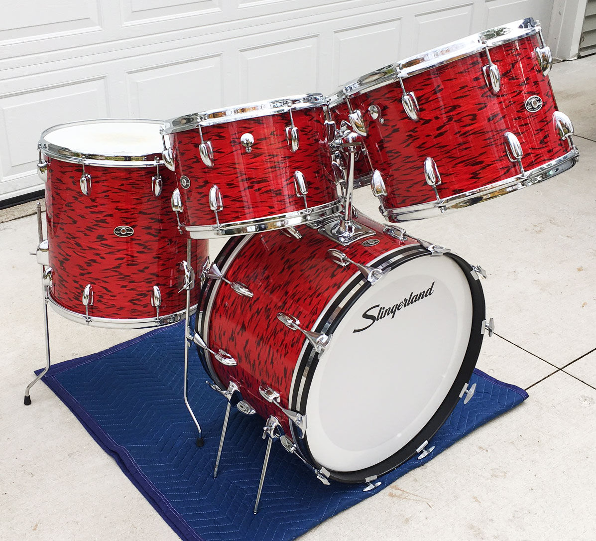 Vintage Early 1970s Slingerland Avante Outfit 60N in Red Tiger Pearl