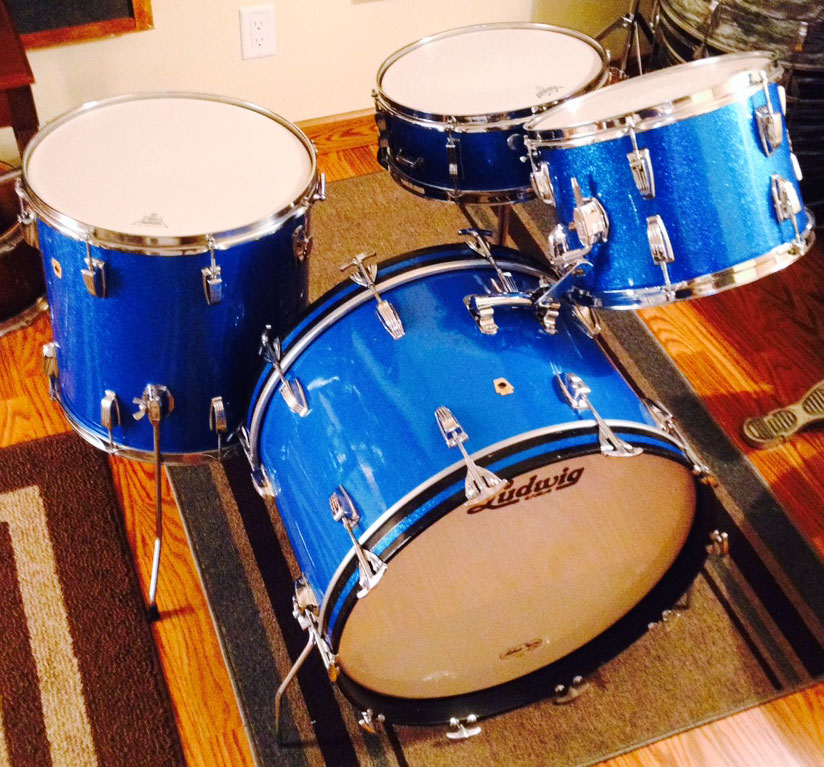 Vintage Late 1960s Ludwig Classic in Blue Sparkle Set