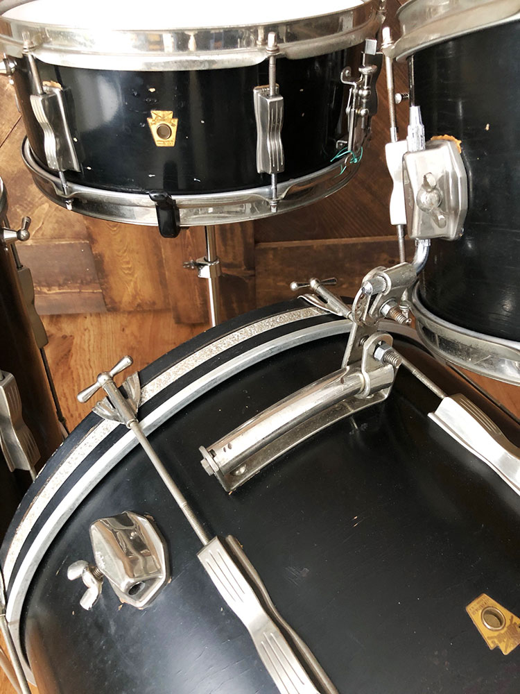 Vintage 1960s Ludwig Club Date Drum Set in Black Lacquer