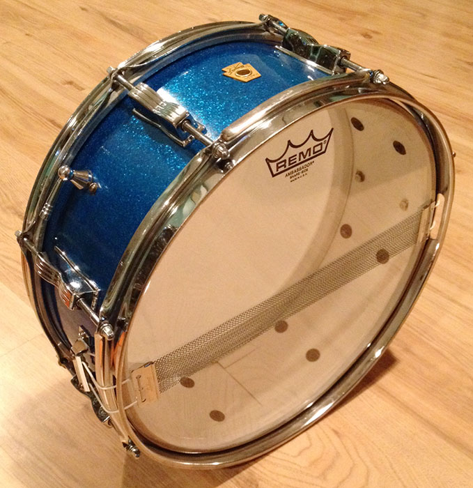 Vintage 1966 Ludwig Jazz Festival Snare in Blue Sparkle Pearl