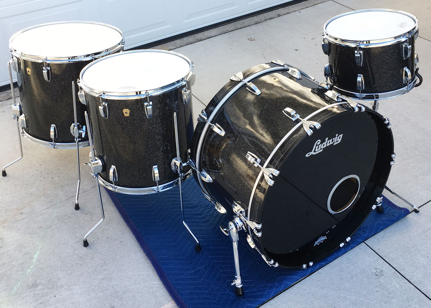Custom Order 2015 Ludwig Legacy Maple Drums in Black Glass Glitter