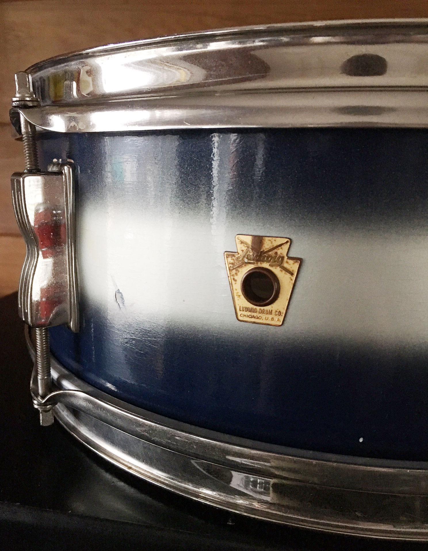 Vintage Early 1960s Ludwig Pioneer Pre-Serial Snare in Blue/Silver Duco