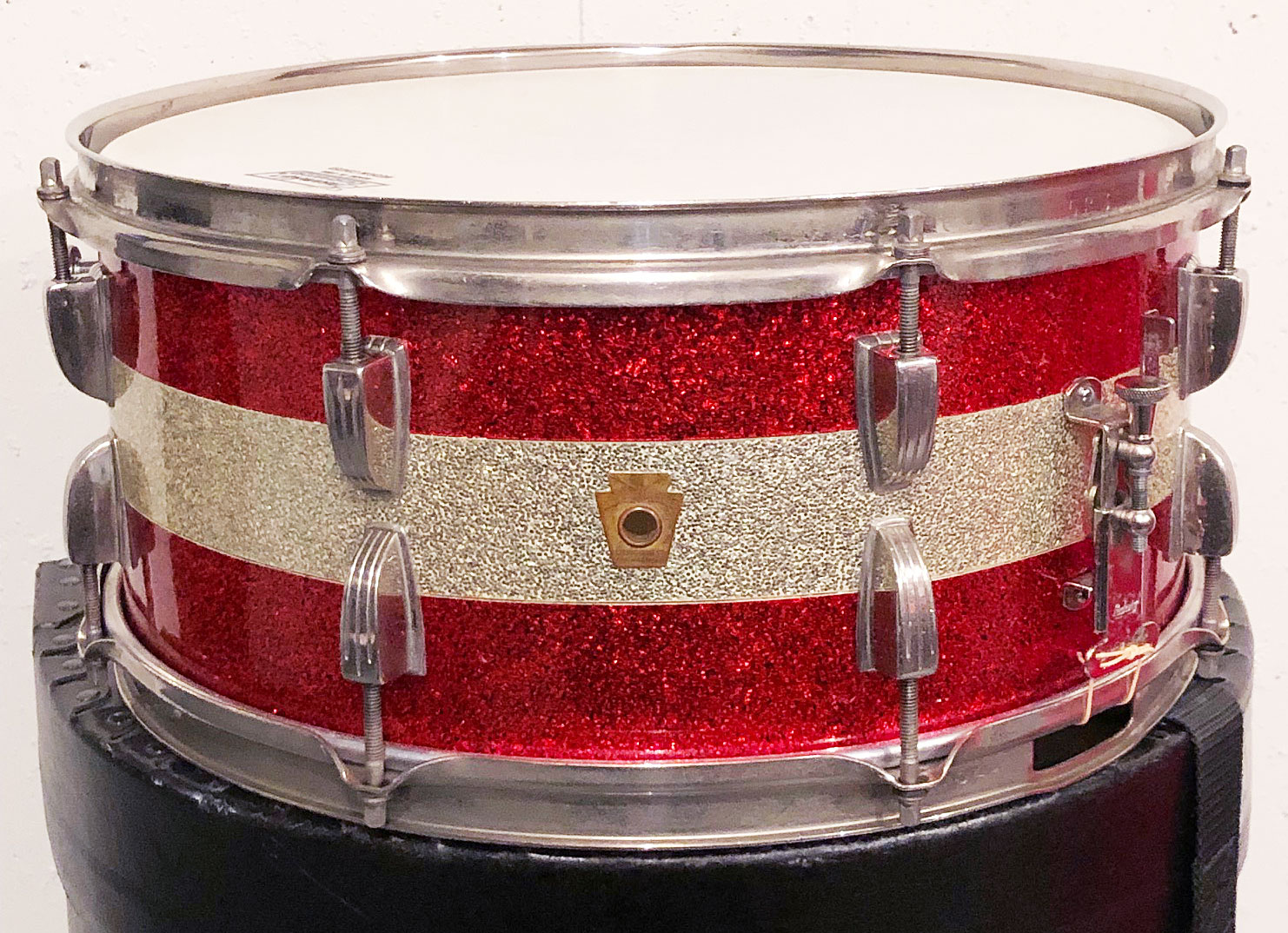 Vintage 1961 Ludwig School Festival 6.5x15 Snare Drum in Red/Silver/Red Sparkle