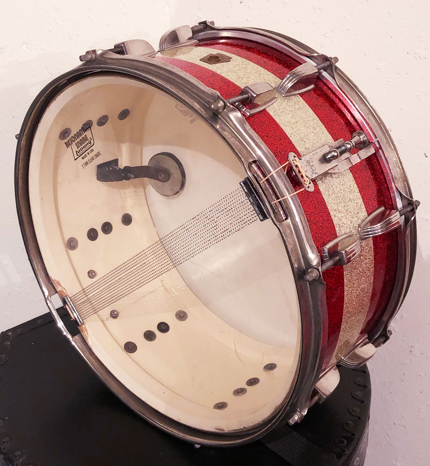 Vintage 1961 Ludwig School Festival 6.5x15 Snare Drum in Red/Silver/Red Sparkle