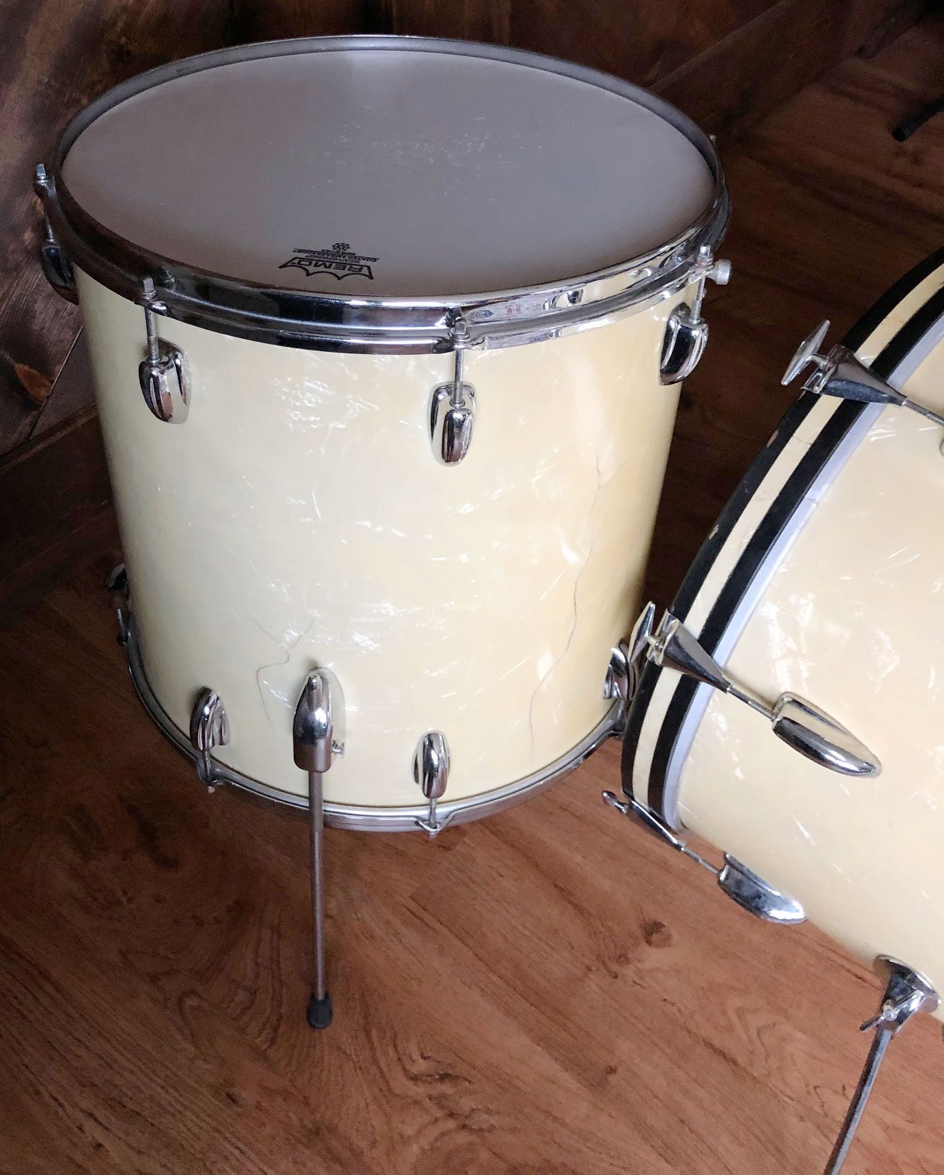 Vintage 1965 Slingerland 13/16/20 Drum Set in White Marine Pearl
