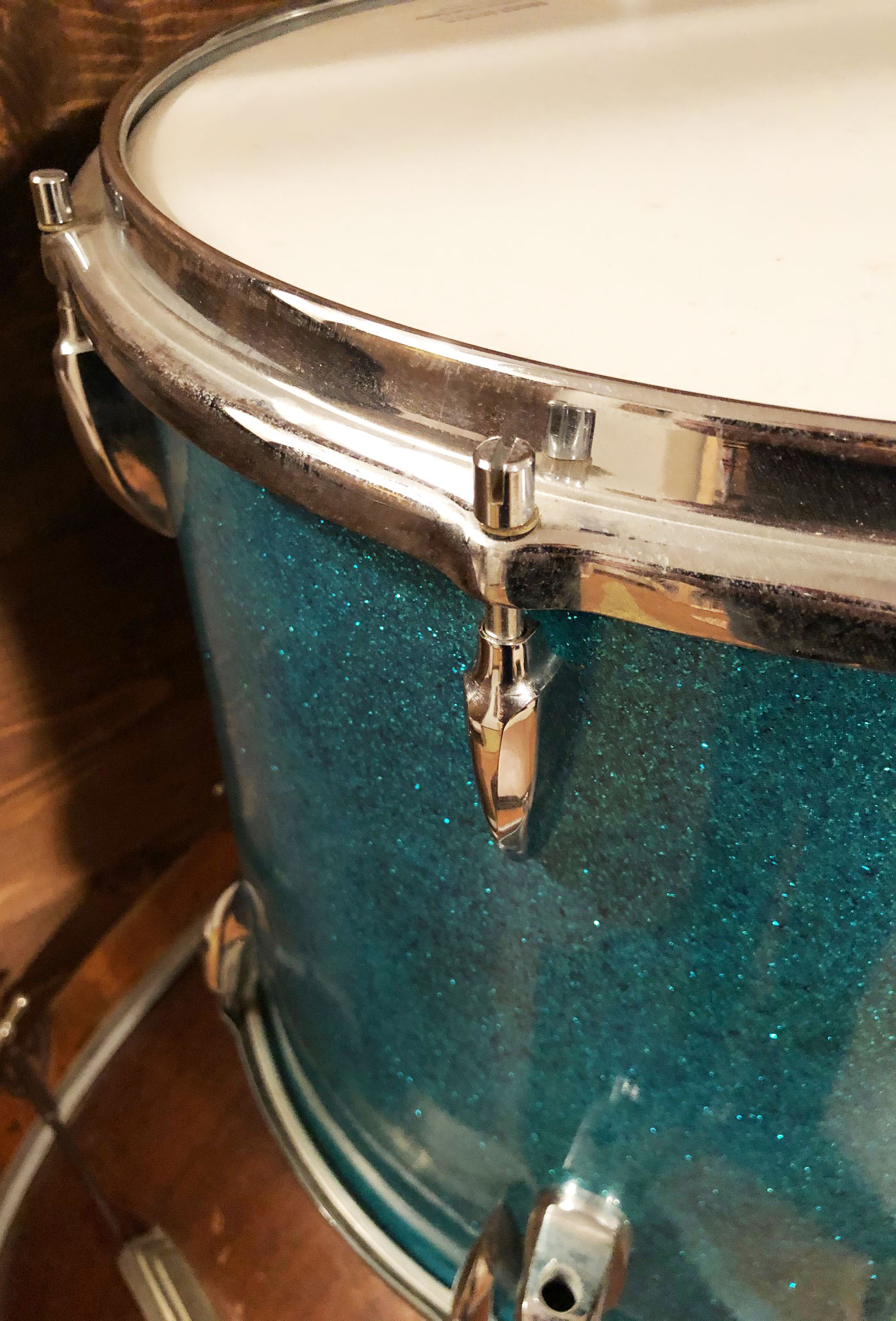 Vintage 1960s Sonor 14.5x16 Floor Tom in Sparkling Turquoise