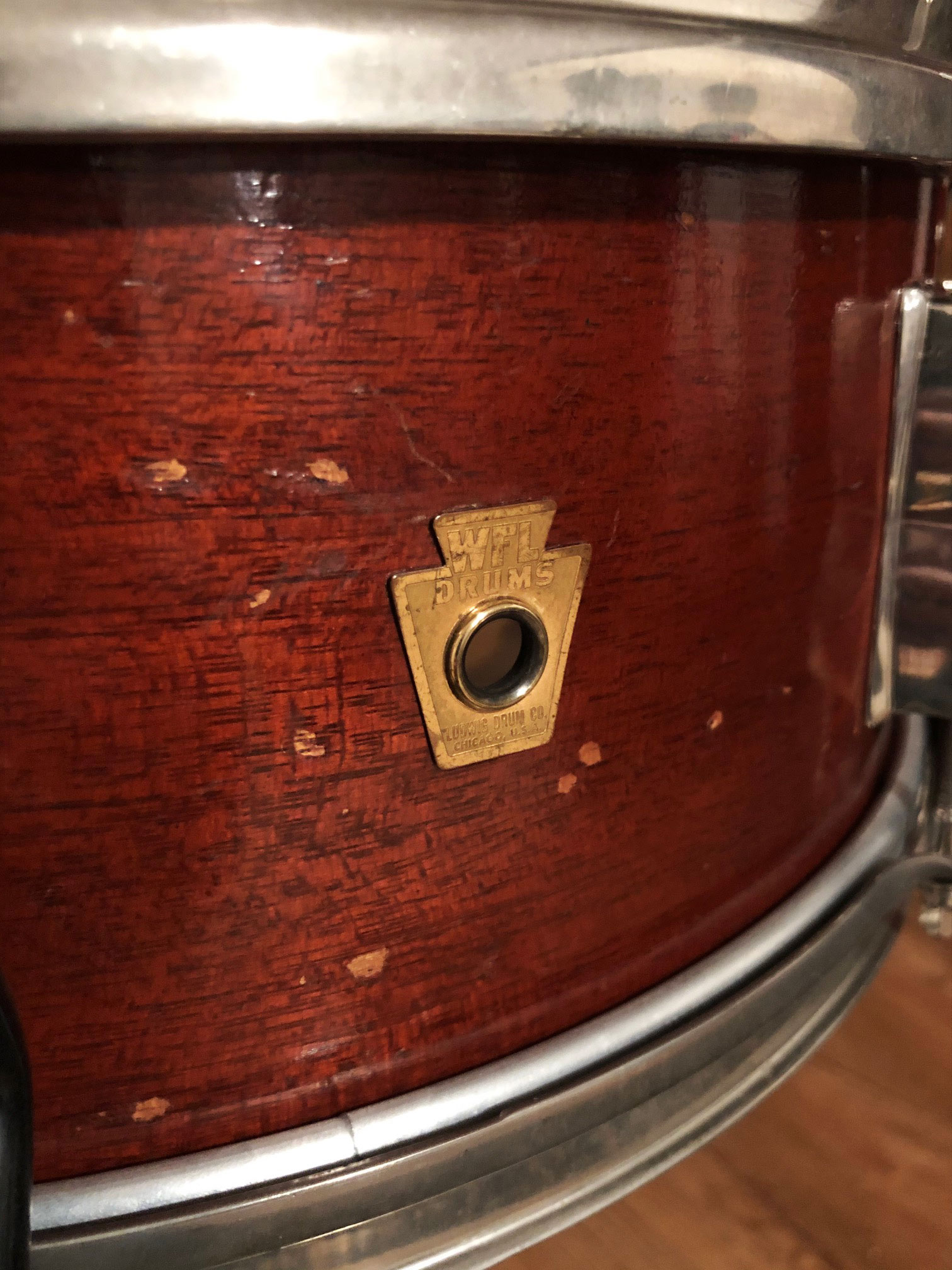 Vintage 1957 WFL 5.5x14 Supreme Concert Snare Drum in Mahogany