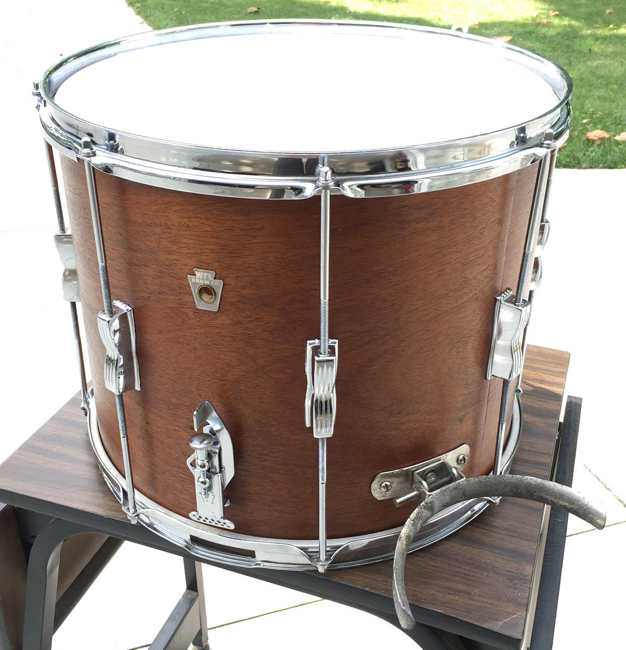 Vintage 1940s Ludwig WFL 12x15 Mahogany Marching Snare