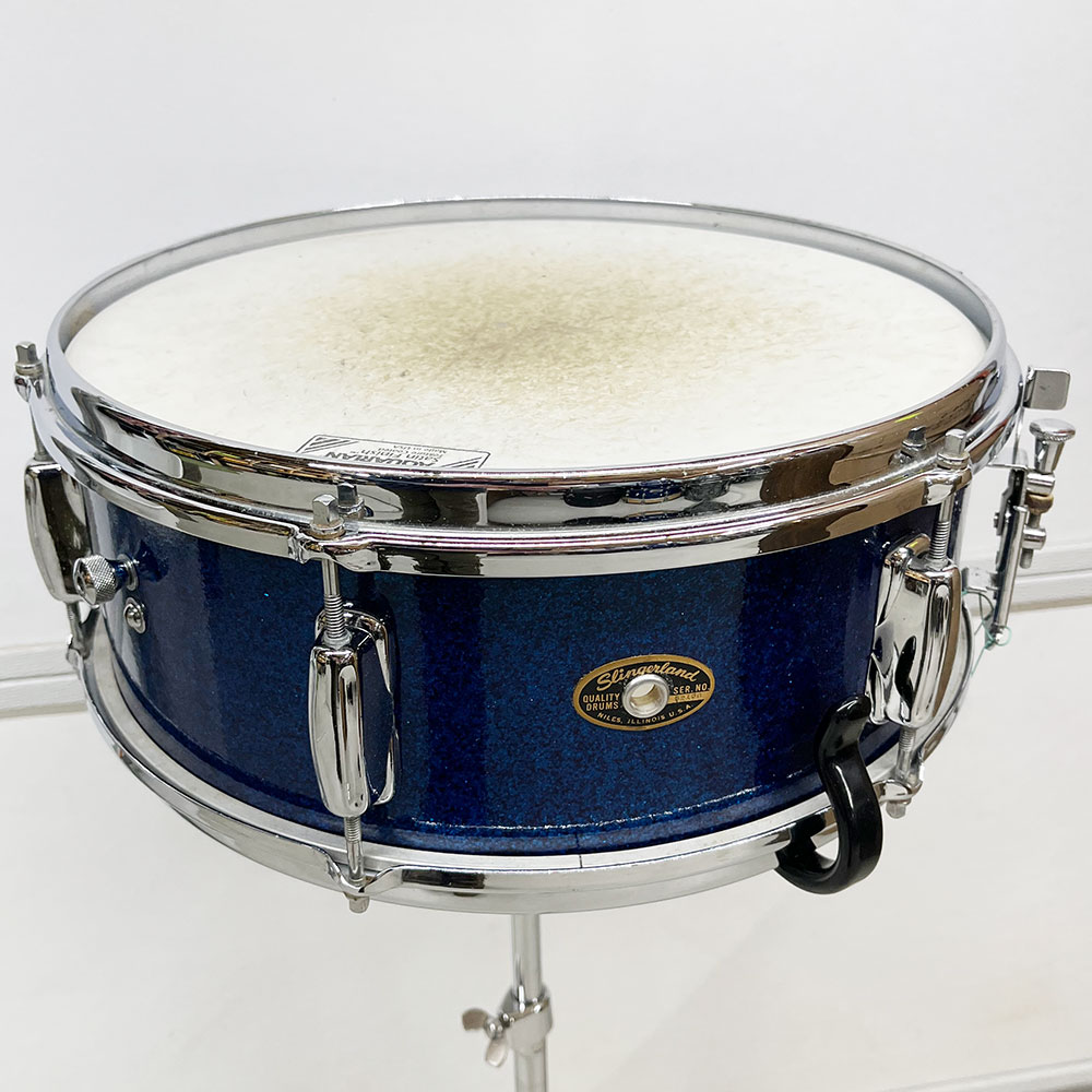 Vintage 1964 Slingerland Student Deluxe Model Snare Drum in Blue Sparkle