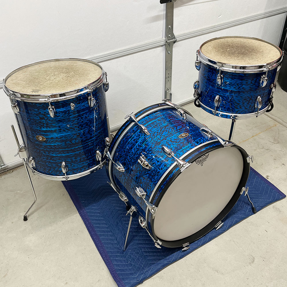 Vintage 1960s Slingerland 13/16/20 Drum Set in Blue Agate Vintage 1960s Slingerland 13/16/20 Drum Set in Blue Agate