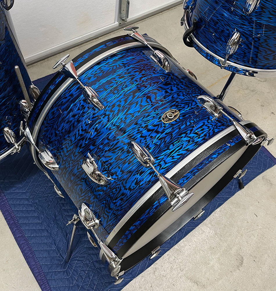 Vintage 1960s Slingerland 13/16/20 Drum Set in Blue Agate Vintage 1960s Slingerland 13/16/20 Drum Set in Blue Agate